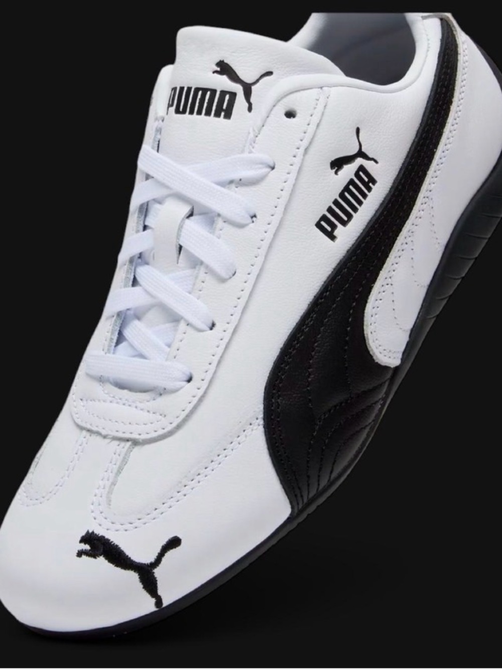 Puma White and Black Low-Profile Trainer